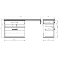 AQUALINE VEGA sestava koupelnového nábytku, š. 145 cm, bílá/dub platin VG083-02 - Aqualine