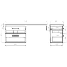 AQUALINE VEGA sestava koupelnového nábytku, š. 145 cm, bílá/dub platin VG073-02 - Aqualine