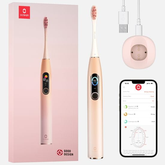 Oclean X Pro sonický kartáček Sakura Pink, růžový