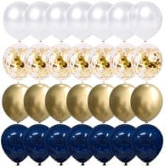 Camerazar Sada 28 balónků v námořnické modré, zlaté a bílé barvě, latexové, průměr 30 cm