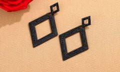 For Fun & Home Elegantní visací náušnice trojúhelníkové, černé zirkony krystaly, délka 6.5 cm