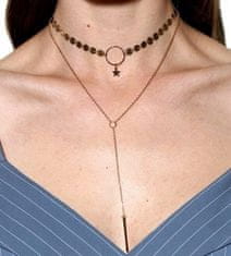 Camerazar Jemný Náhrdelník Choker s Hvězdou, Stříbrný/Zlatý, Dva v Jednom Design