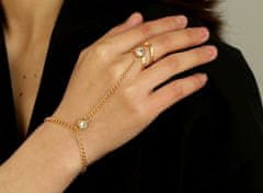 Camerazar Náramek a prsten v jednom, zlatý retro styl, kov, délka náramku 16+5 cm, velikost prstenu 1.8 cm
