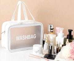 Camerazar Průhledná kosmetická taška XXL Washbag, bílá, PVC+TPU, 30x21x11 cm