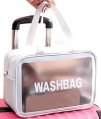 Camerazar Průhledná kosmetická taška XXL Washbag, bílá, PVC+TPU, 30x21x11 cm