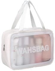 Camerazar Průhledná kosmetická taška XXL Washbag, bílá, PVC+TPU, 30x21x11 cm