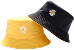 Camerazar Oboustranný Rybářský Klobouk BUCKET HAT, Černá a Žlutá, Polyester a Bavlna, Univerzální Velikost 55-59 cm