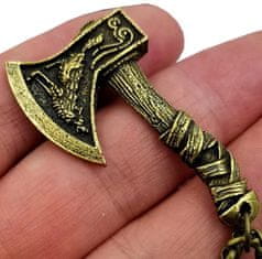 Camerazar Pánský náhrdelník se sekerou Viking Axe, starozlatá barva, slitiny kovů, 2,5 cm x 4,5 cm