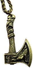 Camerazar Pánský náhrdelník se sekerou Viking Axe, starozlatá barva, slitiny kovů, 2,5 cm x 4,5 cm