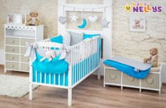 Baby Nellys 14-ti dílný set mega 135x100, 40x60cm - Tyrkys/šedá - 135x100