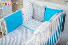 Baby Nellys 14-ti dílný set mega 135x100, 40x60cm - Tyrkys/šedá - 135x100