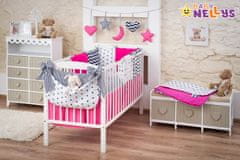 Baby Nellys 14-ti dílný set mega 120x90, 40x60cm - Hvězdičky granát/růžová