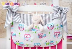 Baby Nellys 14-ti dílný set mega 120x90, 40x60cm - Malina/šedá - Sovičky