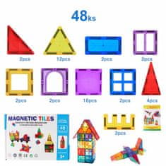 Magnetic Tiles Magnetická stavebnice pro děti sada 48ks – Magnetic Tiles