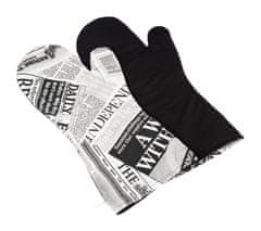 Grilovací rukavice 2ks - 22x46 cm - Noviny černá, černá
