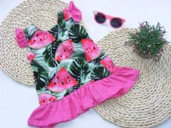 Letní šaty s volánky Meloun - růžové - 80 (9-12m)