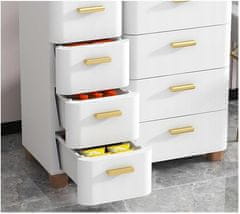 Korbi Bílý skříň s pěti zásuvkami do koupelny, vysoká a úzká, 18 cm, RG15