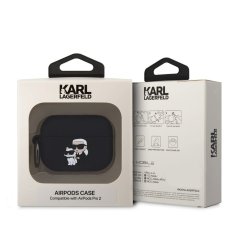 Karl Lagerfeld & Choupette silikonový kryt pro AirPods Pro 2, černý Černá