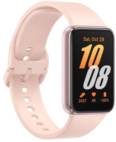 Fitness zapestnica Samsung Galaxy Fit3 AMOLED zaslon zaznavanje padca klic v sili Bluetooth seznanjanje z obvestili telefona merjenje srčnega utripa SpO2 merjenje nasičenosti nadzor z gestami udobna zapestnica športna zapestnica notranji pomnilnik glasba multisport nadzor kamere