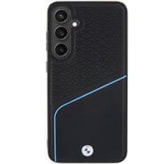 Bmw Originální pouzdro hardcase Signature Leather Textured &amp; Line MagSafe pro Samsung Galaxy S24 Black