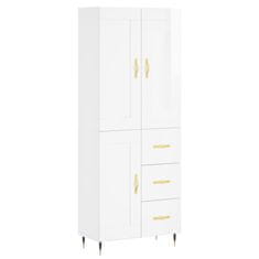 Vidaxl Skříň highboard lesklá bílá 69,5 x 34 x 180 cm kompozitní dřevo