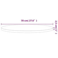 Vidaxl Stolní deska Ø 70 x 2,5 cm kulatá masivní bukové dřevo