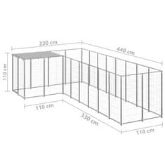 Vidaxl Psí kotec stříbrný 6,05 m² ocel