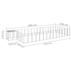 Vidaxl Psí kotec stříbrný 26,62 m² ocel