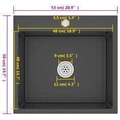 Vidaxl Ručně vyrobený kuchyňský dřez černý nerezová ocel