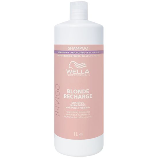 Wella Invigo Blonde Recharge Shampoo - šampon pro blond vlasy, 1000ml, neutralizuje nežádoucí žluté tóny