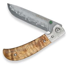 Dellinger nůž zavírací damaškový Scorpion Maple Burl-Wood Flipper