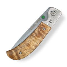 Dellinger nůž zavírací damaškový Scorpion Maple Burl-Wood Flipper