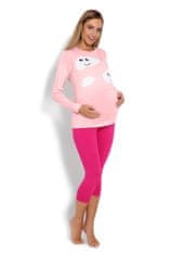 Be MaaMaa Těhotenské, kojící pyžamo 3/4 mráčky - růžové - L/XL
