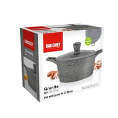 Banquet Kastrol s nepřílnavým povrchem GRANITE 28 cm, stříkané dno, poklice