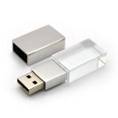 CTRL+C SET USB KRYSTAL stříbrný, kombinace sklo a kov, LED podsvícení, balení v bílé kartonové krabičce s magnetem, 8 GB, USB 2.0