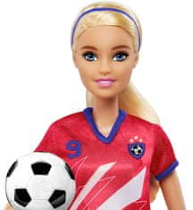 Mattel Barbie Fotbalová panenka - Barbie v červeném dresu HCN17