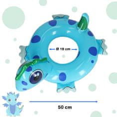WOWO Dětský nafukovací plavecký kruh s motivem dinosaura, 50 cm, do 18 kg, pro děti od 3 let