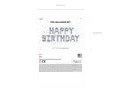 KIK KX4574_1 Fóliový balónek 340x35cm s nápisem Happy Birthday, stříbrný