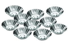 WOWO Stříbrné formy na pečení křehkých košíčků 7 cm - balení 10 kusů