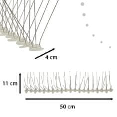 WOWO Ochranné kovové hroty proti ptákům a holubům, rozměry 50x11x4 cm
