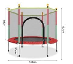 WOWO Červená Dětská Zahradní Trampolína 140cm (55inch) s Bezpečnostní Sítí