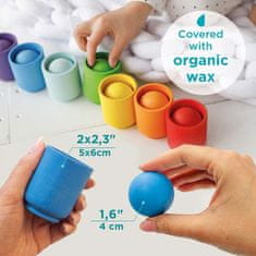 Ulanik Montessori dřevěná hračka "Rainbow: balls in cups"