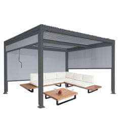 MCW Hliníková pergola L41 s 3x boční stěnou, lamelový pavilon, robustní 8cm kovový rám 3x3,7m ~ antracitová barva