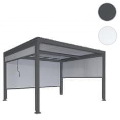 MCW Hliníková pergola L41 s 3x boční stěnou, lamelový pavilon, robustní 8cm kovový rám 3x3,7m ~ antracitová barva