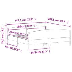 Vidaxl Postel bez matrace bílá 180 x 200 cm masivní borovice