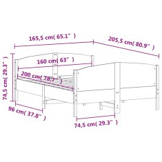 Greatstore Rám postele s čelem 160 x 200 cm masivní borové dřevo