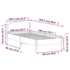 Vidaxl Postel bez matrace bílá 100 x 200 cm masivní borovice