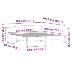 Greatstore Rám postele s čelem 180 x 200 cm masivní borovice