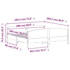 Greatstore Rám postele s čelem 180 x 200 cm masivní borovice