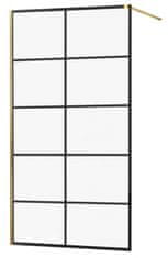 Mexen Kioto sprchová zástěna walk-in 80x200 cm 8 mm, zlatá, černý vzor 1 (800-080-101-50-77)